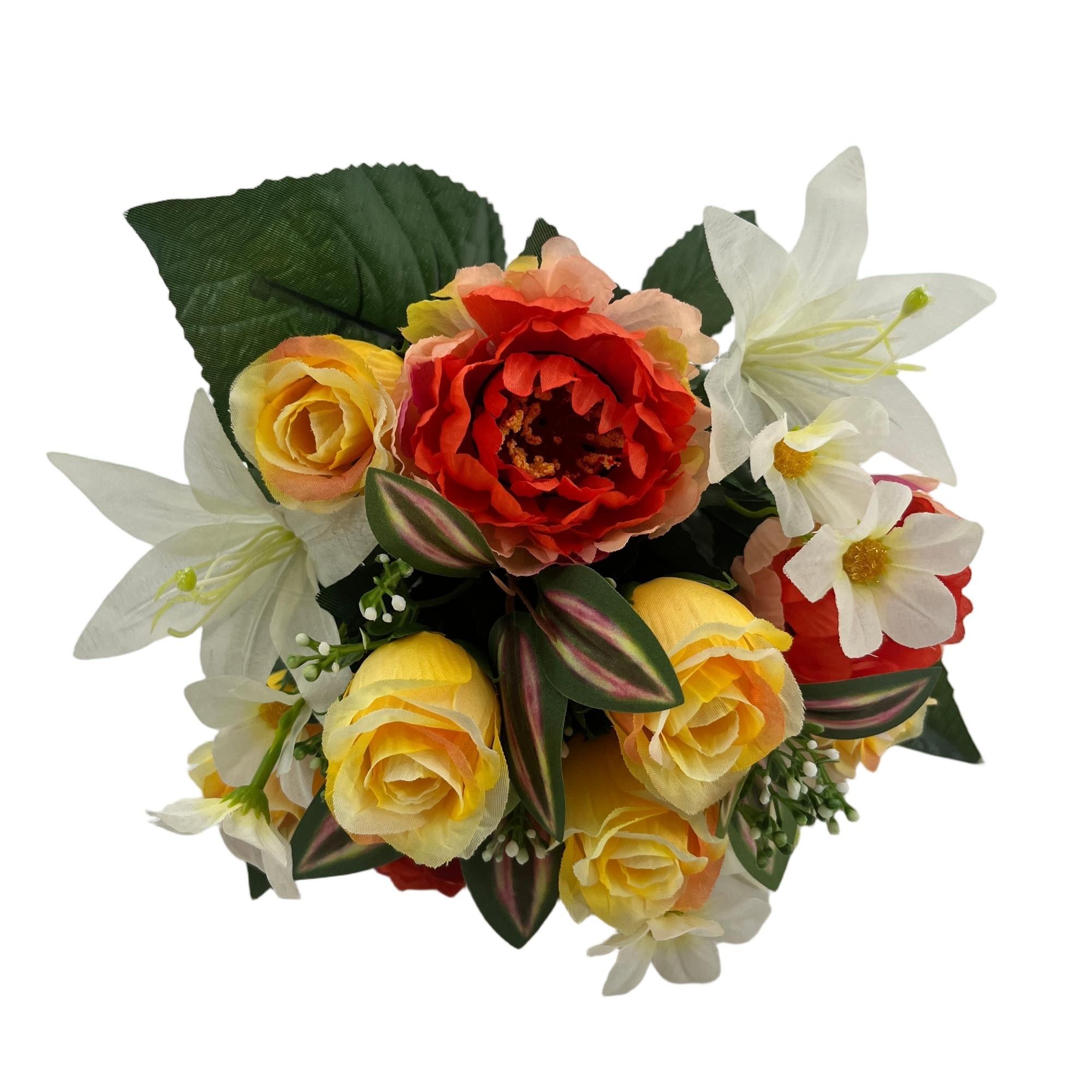 Artificial Peony Rose Lily Bouquet 38cm Tall 18 Branches  YSB25240