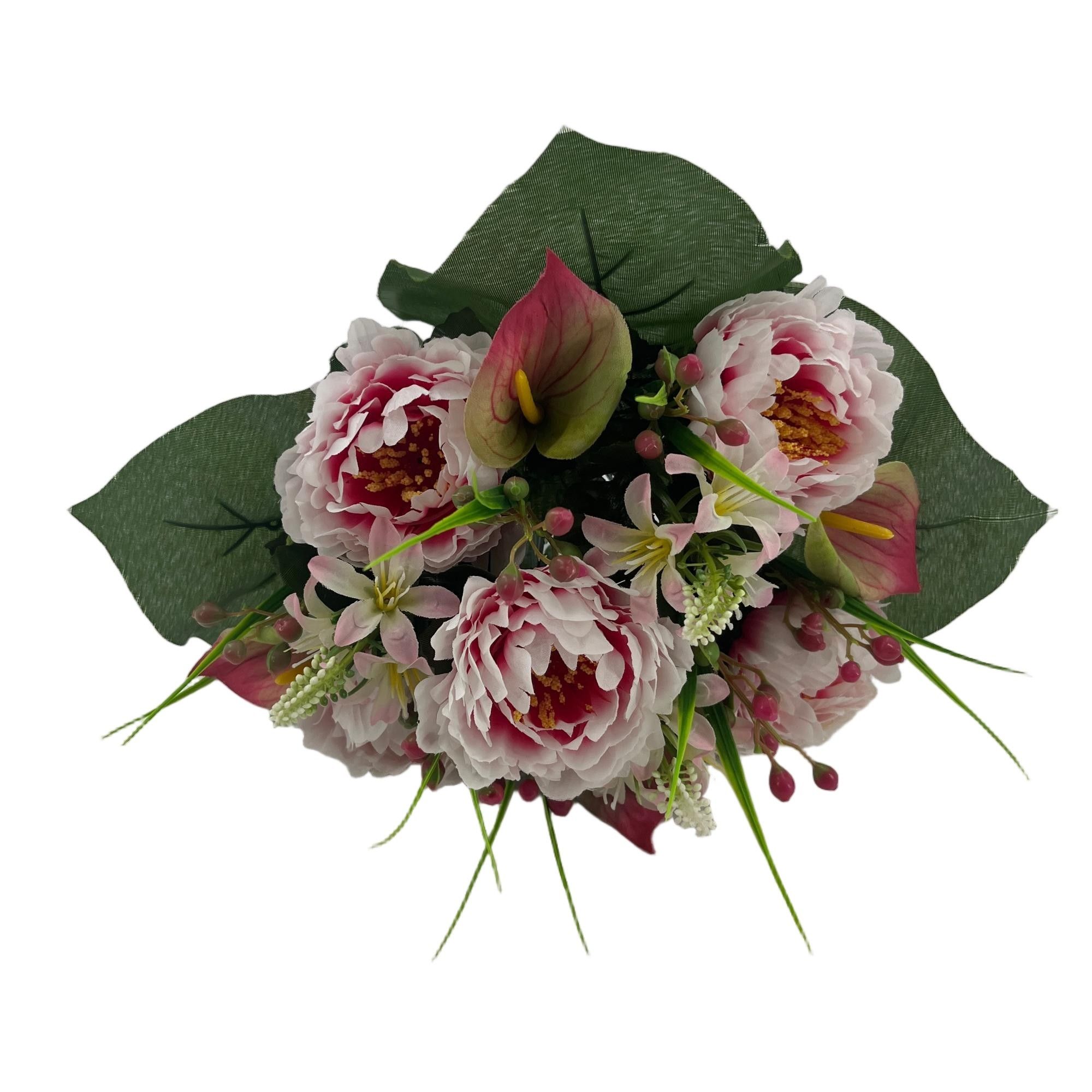 Artificial Peony Calla Lily Bouquet 38cm Tall 19 Branches  YSB25233