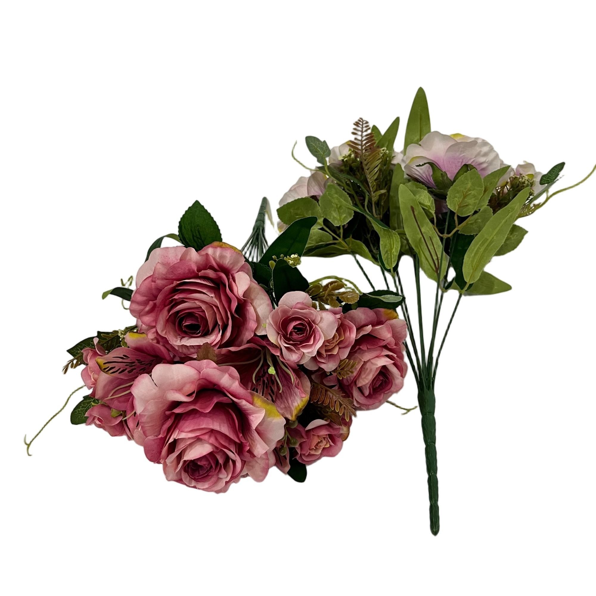 Artificial Rose Lily Bouquet 51cm Tall 12 Branches  YSB25195