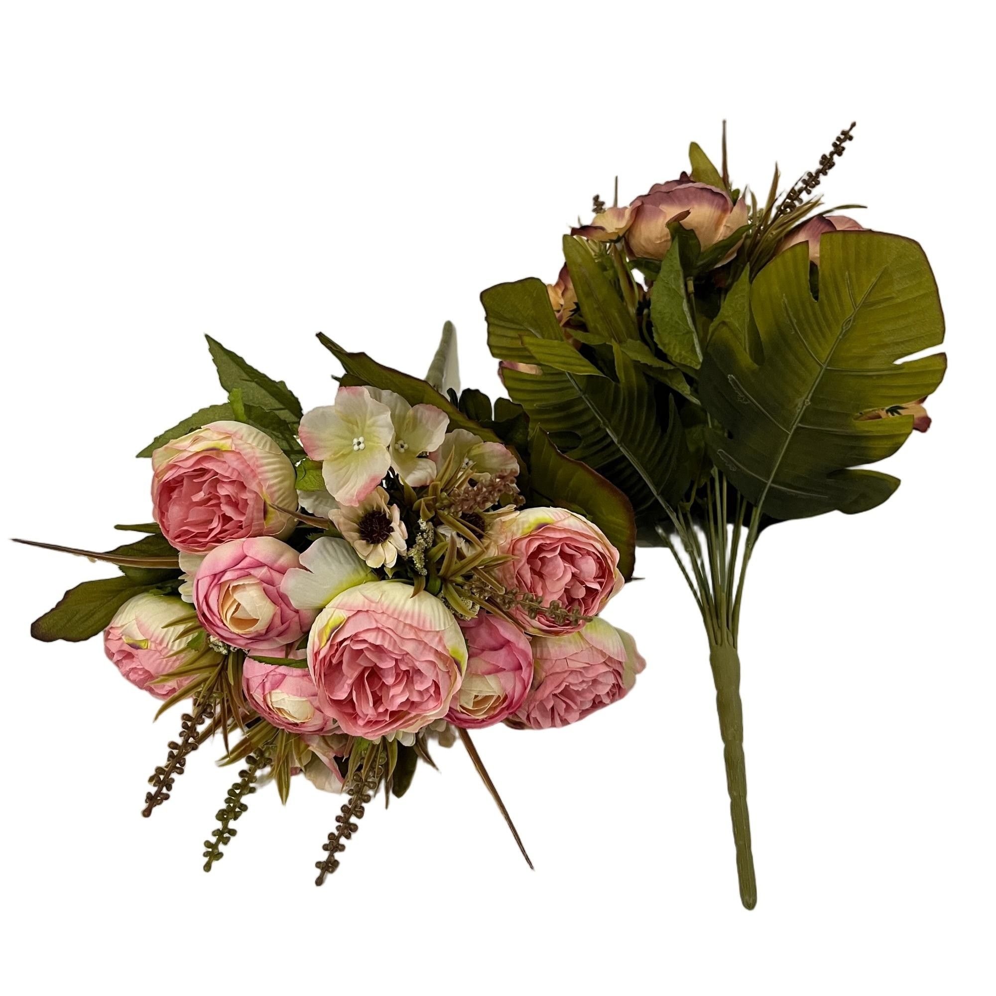 Artificial Peony Hydrangeas Bouquet 44cm Tall 13 Branches  YSB25179