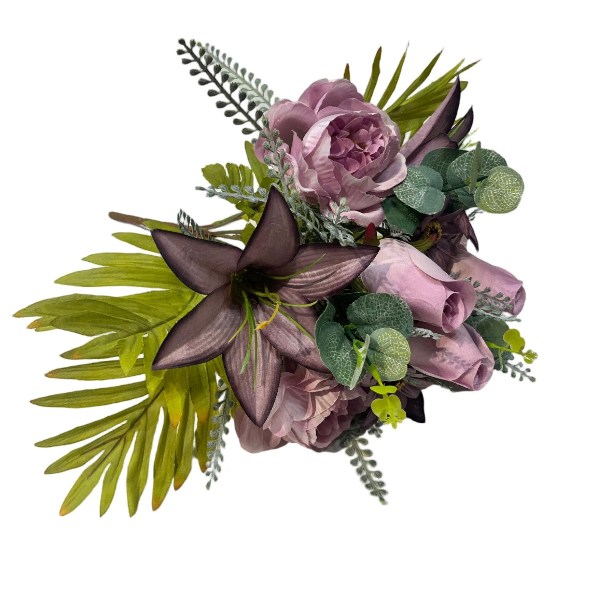  Artificial Rose Lily Bouquet 37cm Tall 12 Branches  YSB25150