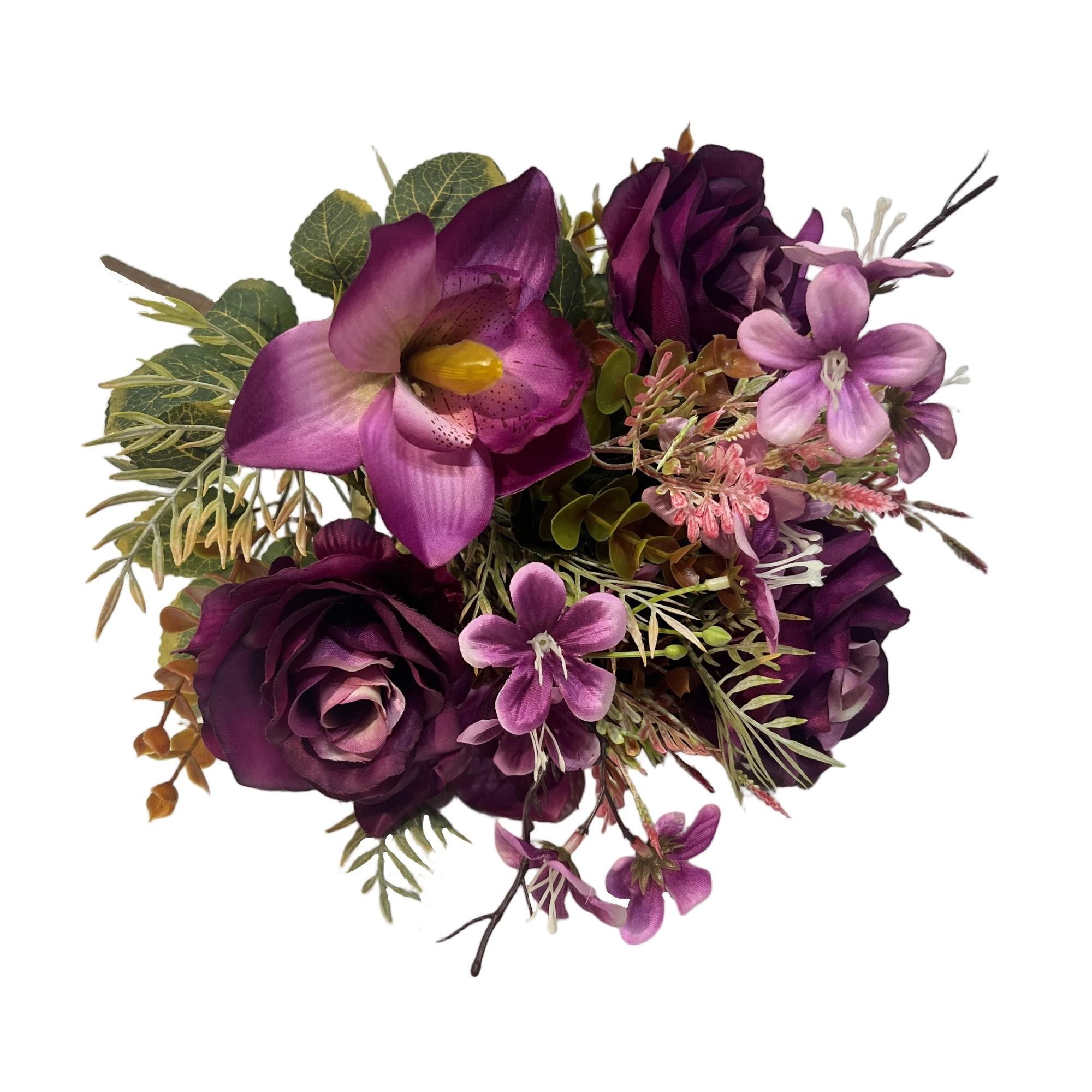 Artificial Rose Lily Bouquet 12 Branches 46cm Height YSB25135